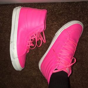 LEATHER NEON PINK VANS SNEAKERS